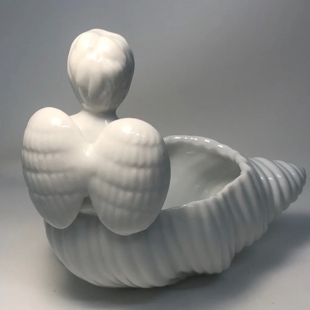White Ceramic Angel Planter